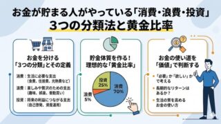【資金管理】お金が貯まる人がやっている「消費・浪費・投資」3つの分類法と黄金比率
